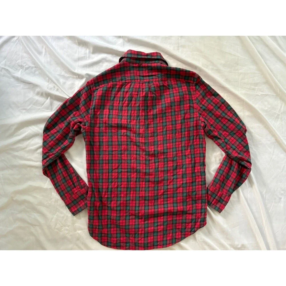 J Crew Flannel Shirt Red Black Plaid Mens S Button Up Cabin Outdoor Classic Prep